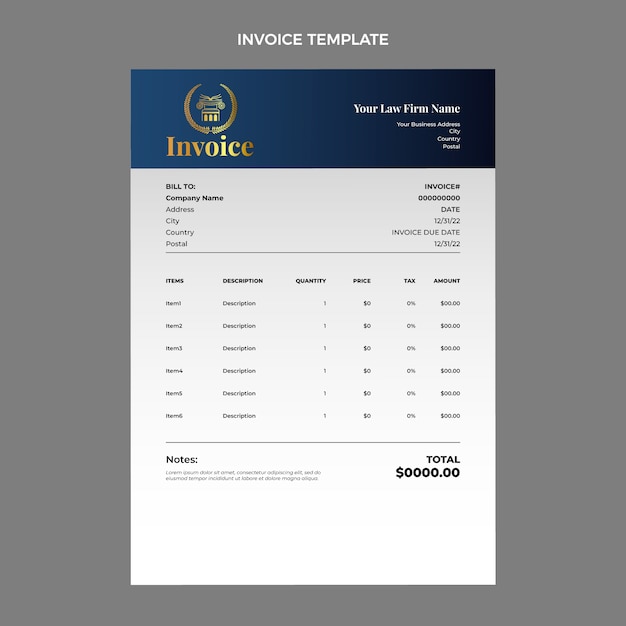 Gradient law firm invoice template