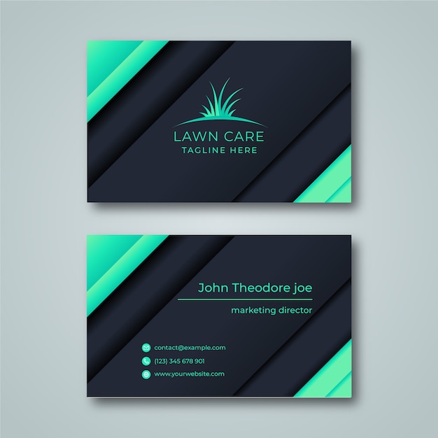 Gradient lawn care business cards