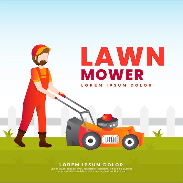 Gradient lawn mowing illustration