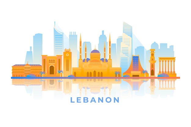 Gradient lebanon nation skyline