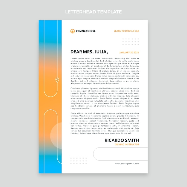 Gradient letterhead template for driving school