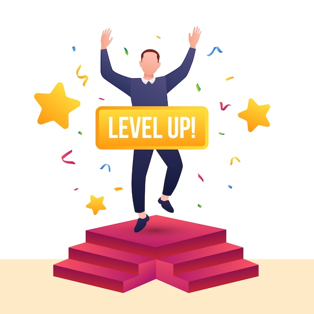 Gradient level up illustration