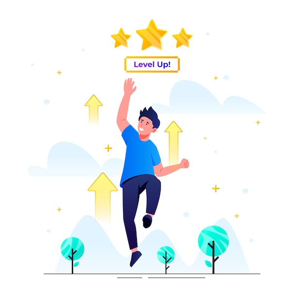 Gradient level up illustration