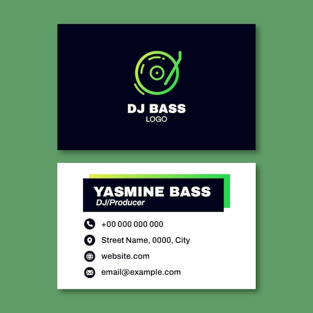 Gradient linear dj bass business card