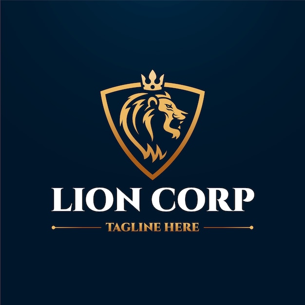 Free vector gradient lion with crown logo template