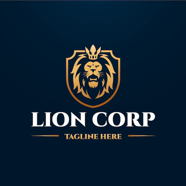 Free vector gradient lion with crown logo template