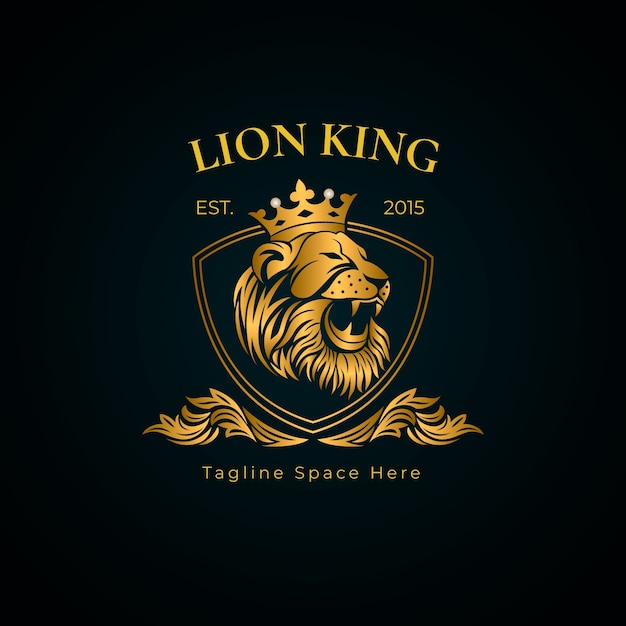 Gradient lion with crown logo template