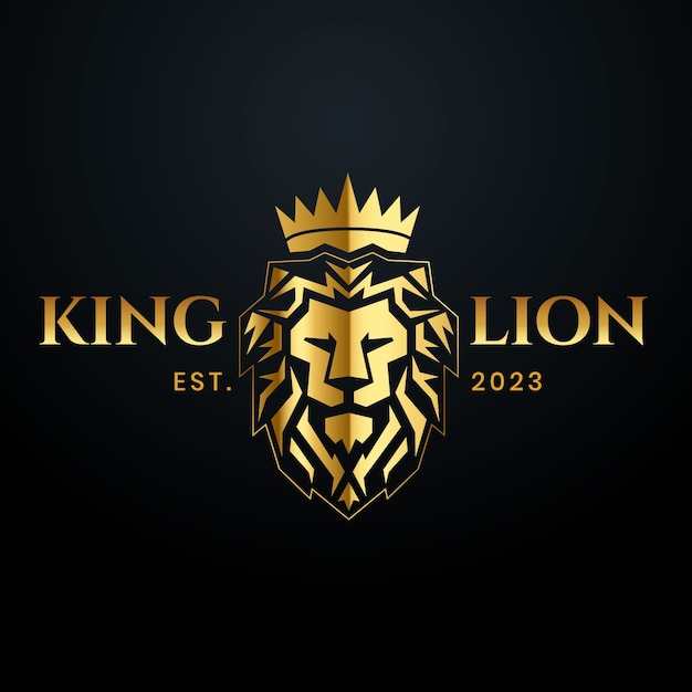 Free Vector gradient lion with crown logo