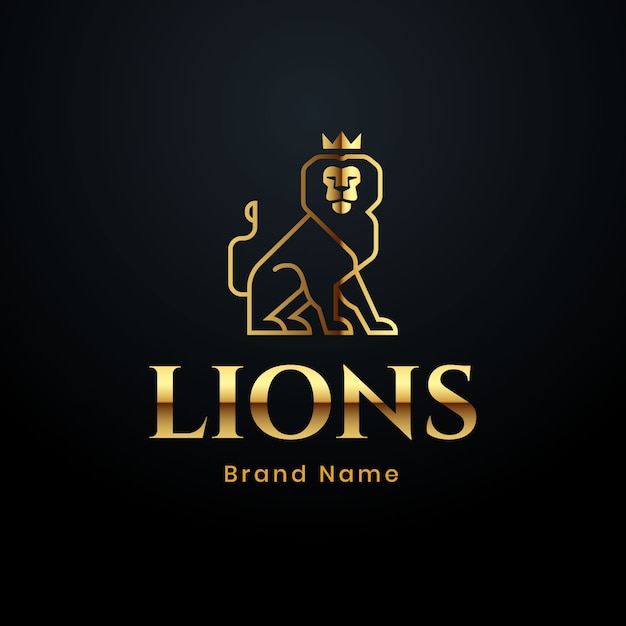 Free vector gradient lion with crown logo