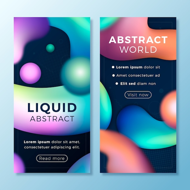 Free Vector gradient liquid abstract banner set