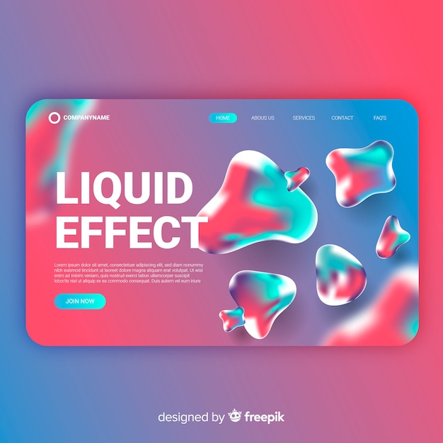 Gradient liquid effect landing page