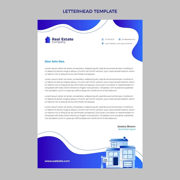 Gradient liquid shapes real estate letterhead