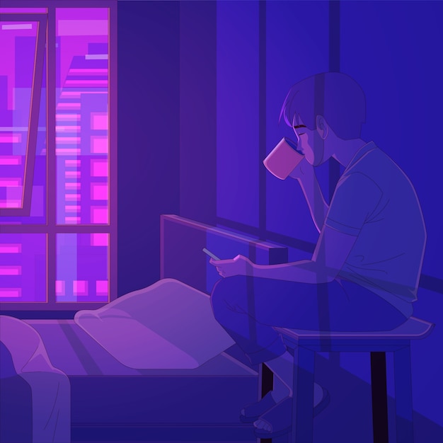 Gradient lo-fi illustration