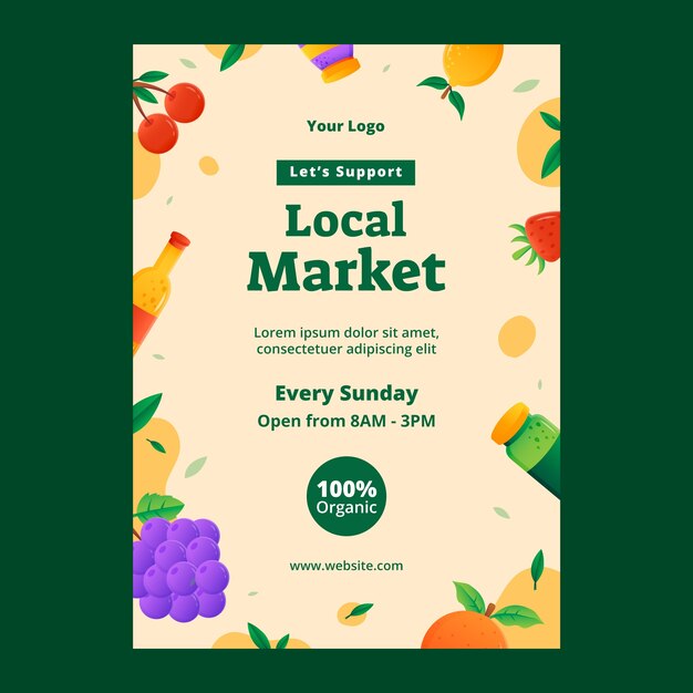 Gradient local market poster template