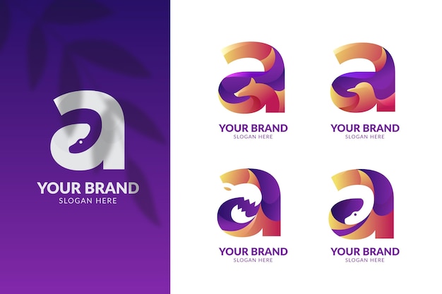 Free vector gradient a logo templates set