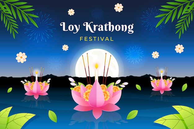 Free Vector gradient loy krathong background