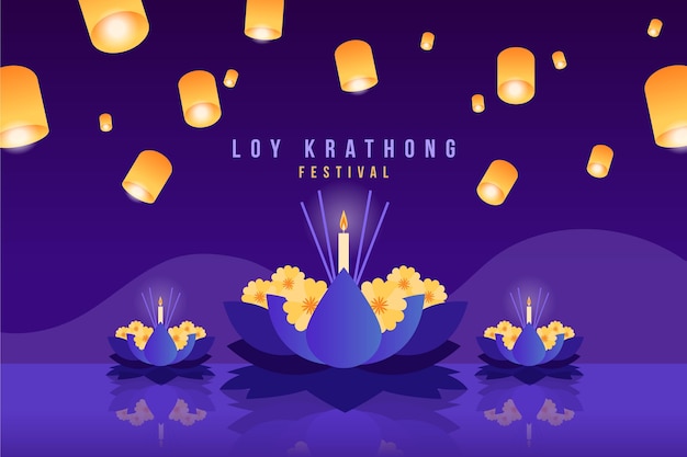 Free Vector gradient loy krathong concept