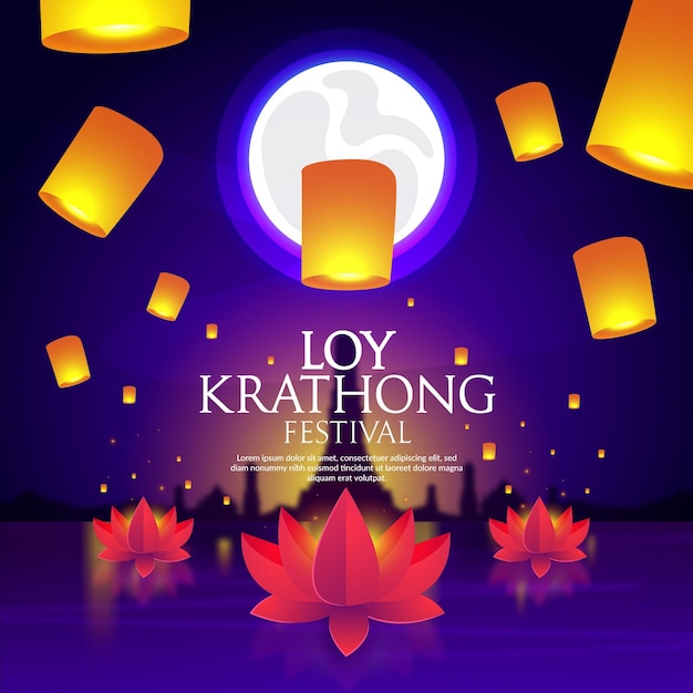 Free Vector gradient loy krathong