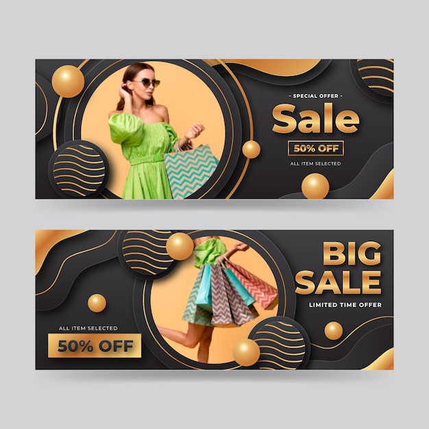 Gradient luxury banners with photo