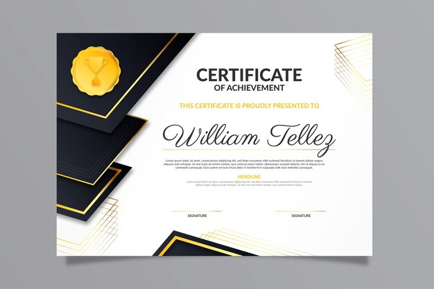 Gradient luxury certificate template