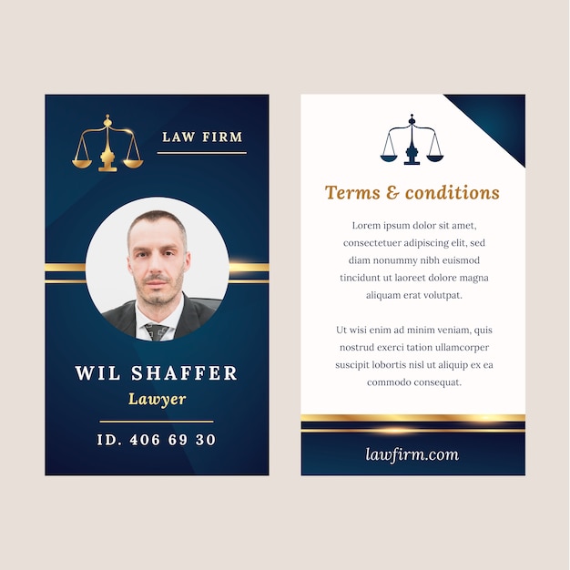 Free Vector gradient luxury law firm id card template