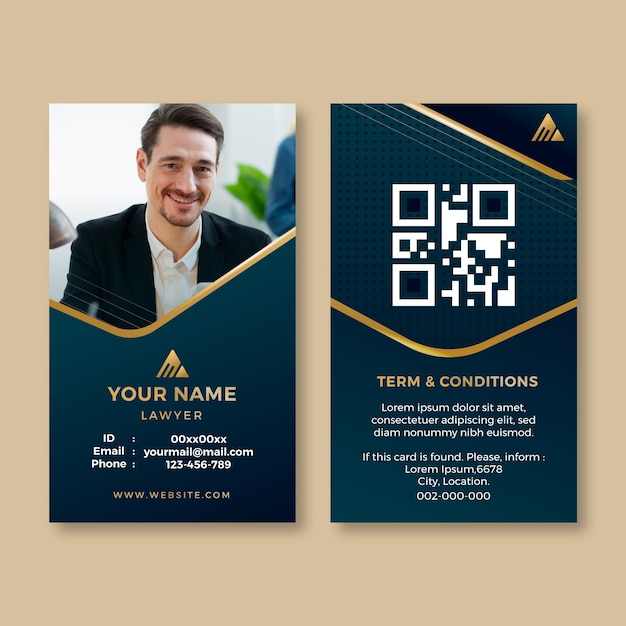 Gradient luxury law firm id card template