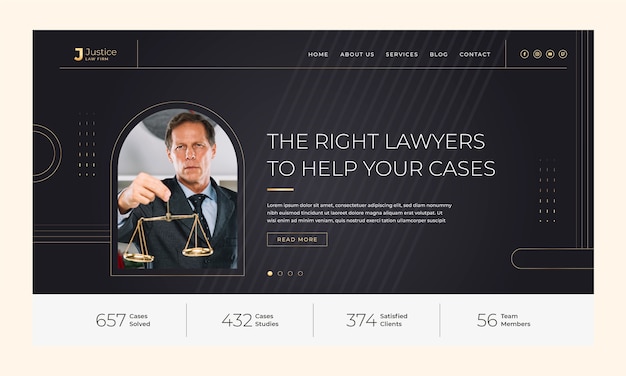 Free Vector gradient luxury law firm landing page template