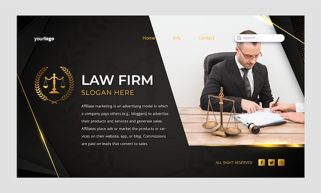 Gradient luxury law firm landing page template