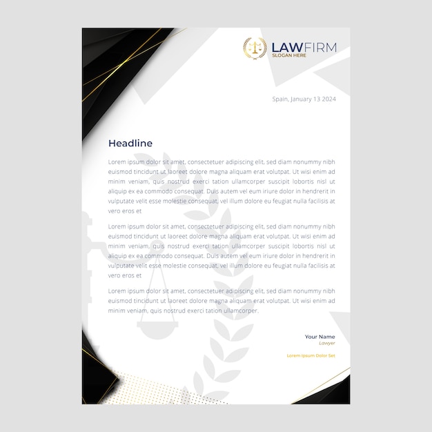 Gradient luxury law firm letterhead template