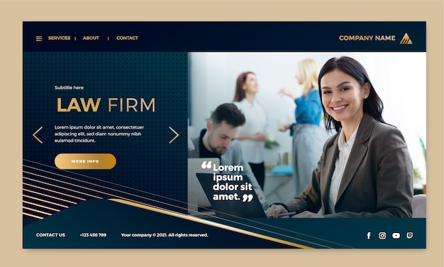 Free Vector gradient luxury law firm web template