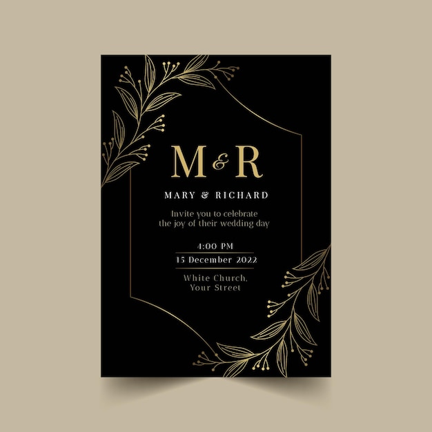 Gradient luxury wedding invitation template