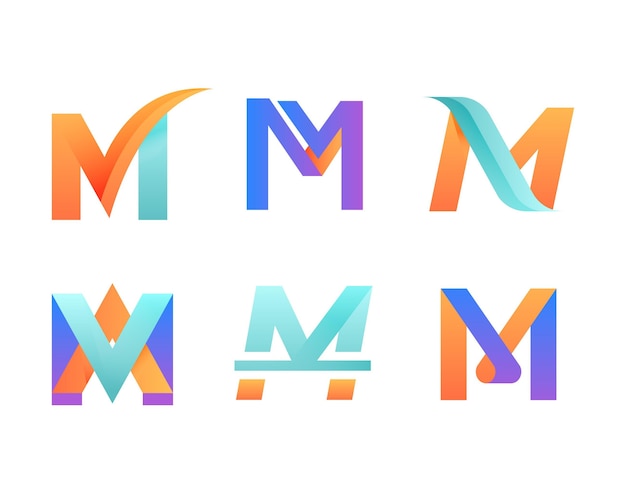 Free vector gradient m logo collection