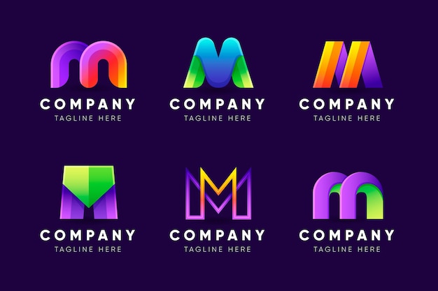 Gradient m logo template collection