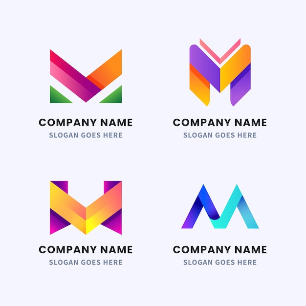 Free Vector gradient m logo templates collection