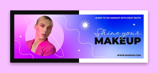 Gradient makeup artist facebook cover template