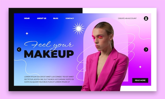 Gradient makeup artist landing page template