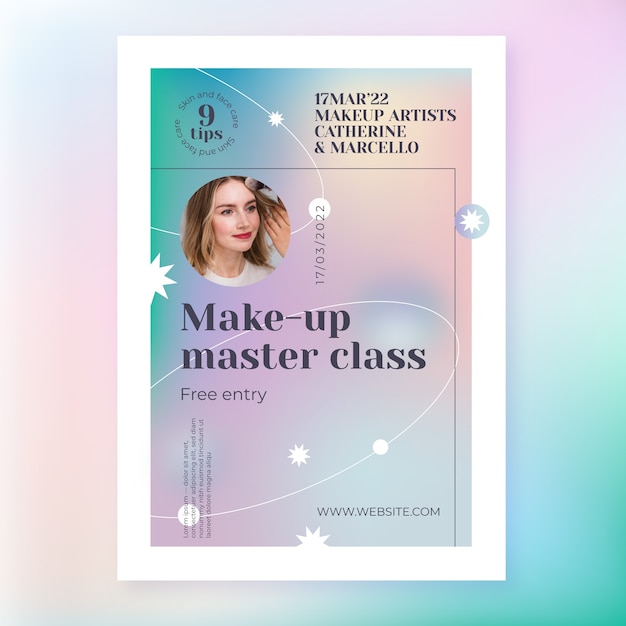 Free vector gradient makeup artist poster template