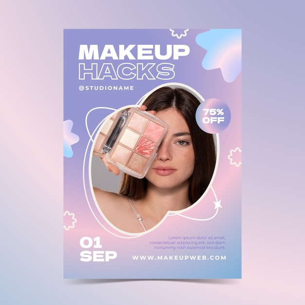 Free Vector gradient makeup artist poster template