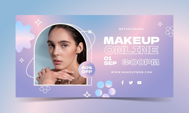 Gradient makeup artist social media promo template