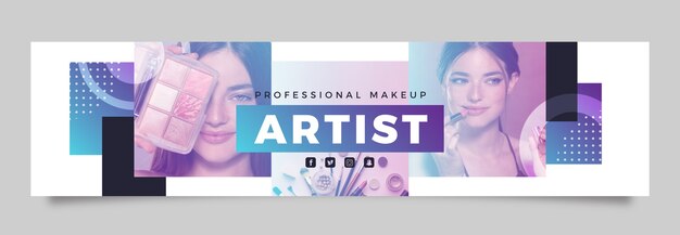 Gradient makeup artist twitch banner template