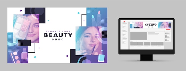 Gradient makeup artist youtube channel art template