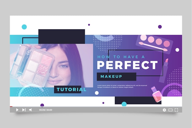 Gradient makeup artist youtube thumbnail template