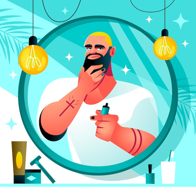 Free Vector gradient male grooming illustration