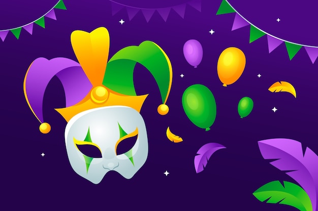 Free Vector gradient mardi gras fest background