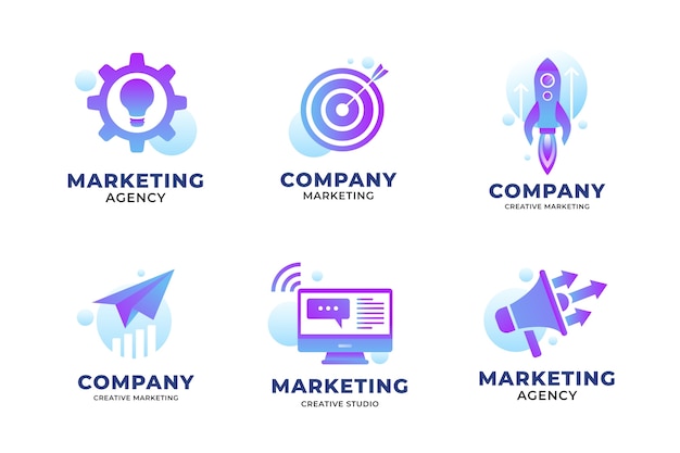 Gradient marketing agency logo template design