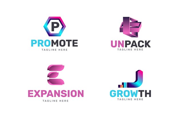 Gradient marketing logo collection