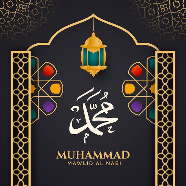 Free Vector gradient mawlid al nabi illustration