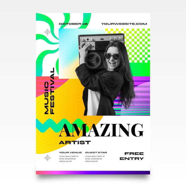 Gradient maximalist poster  template design