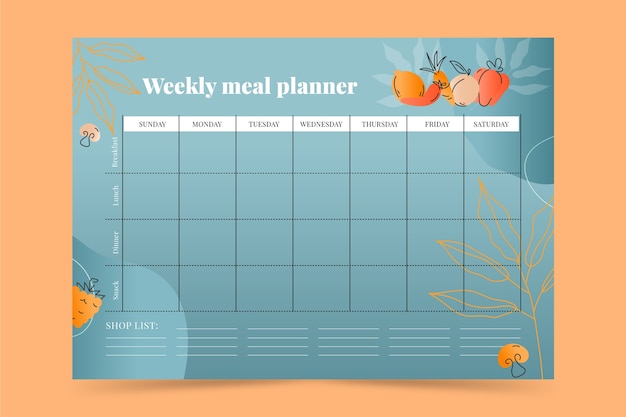 Gradient meal planner template