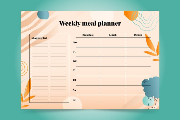 Gradient meal planner template